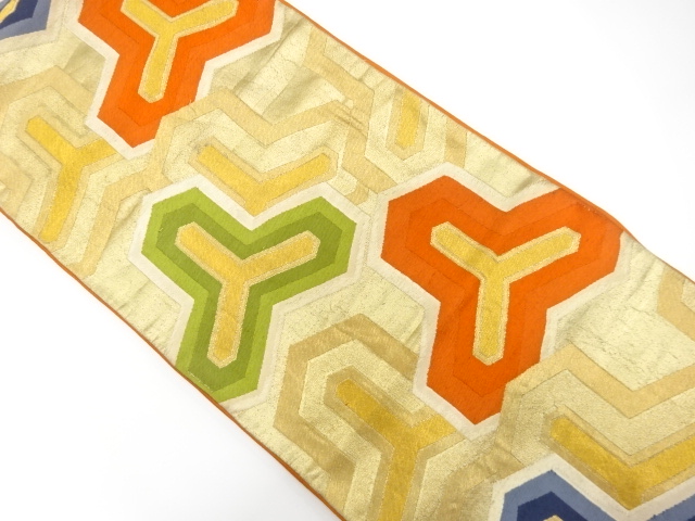 JAPANESE KIMONO / ANTIQUE FUKURO OBI / SILK / WOVEN BISHAMON KIKKO